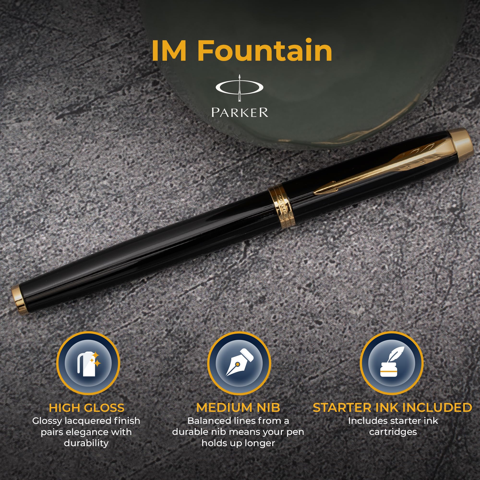 Amazon.com : Parker IM Engraved Fountain Pen, Black Lacquer with